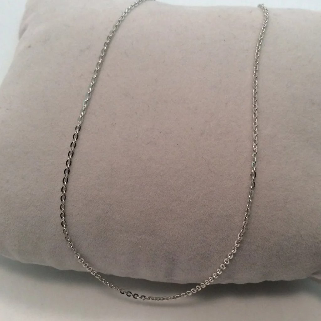 1.30mm 10k White Real Gold Solid Rollo Cable Link Rolo Necklace 20'' 1.8gr